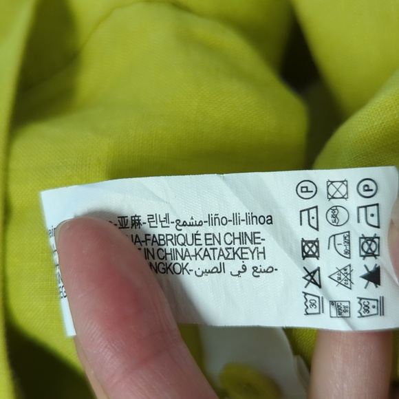 Zara Oversized Button Down 100% Linen Shirtdress Bright Green XL preppy summer - Picture 11 of 11